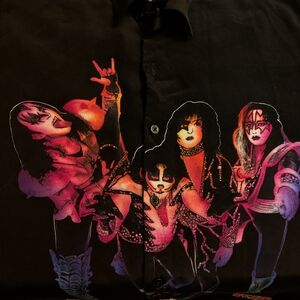 Kiss Black Shirt with Pink and Purple Graphics